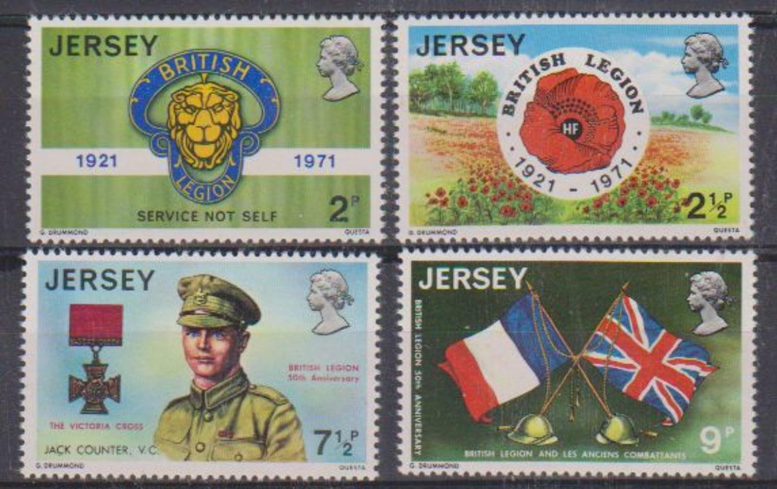 Jersey 1971 5€ 50 let 'British Legion' - vojenské charity, Vojenství