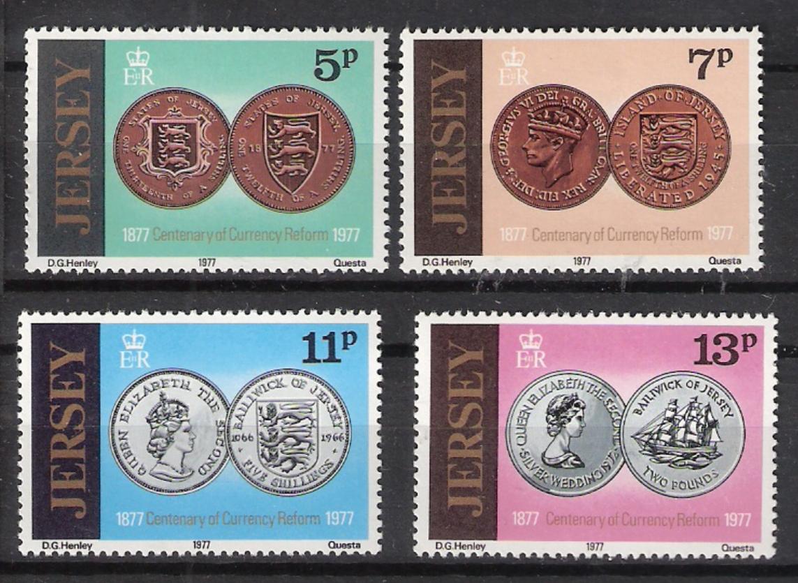 Jersey 1977 Století měnové reformy na Jersey, mince a numismatika
