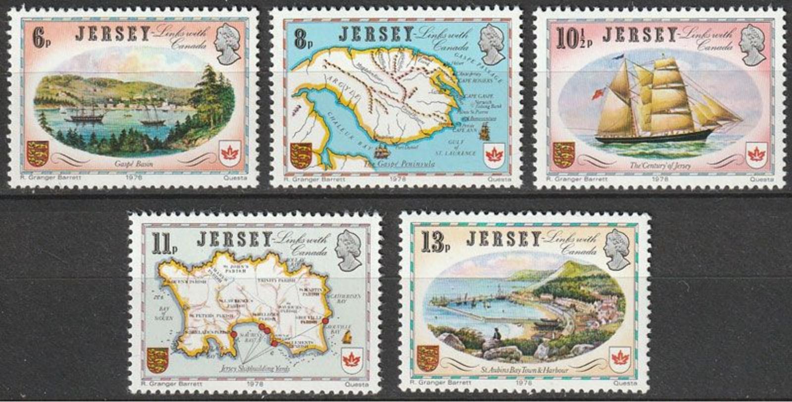 Jersey 1978 Výročí námořního spojení s Kanadou, lodě a mapy