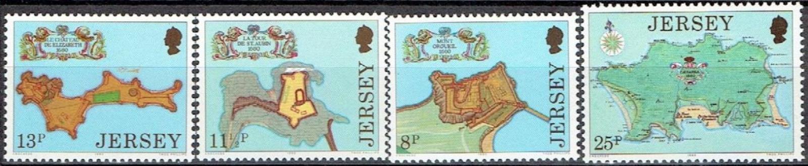 Jersey 1980 Pevnosti a vojenská architektura ostrova, Mapy