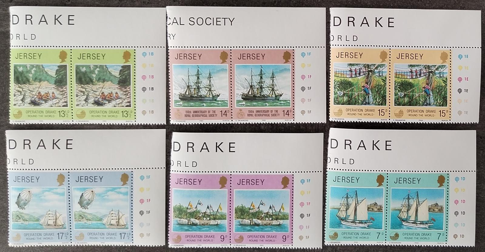 Jersey 1980 Výročí expedice 'Drake' Výročí Královské společnosti PÁRY