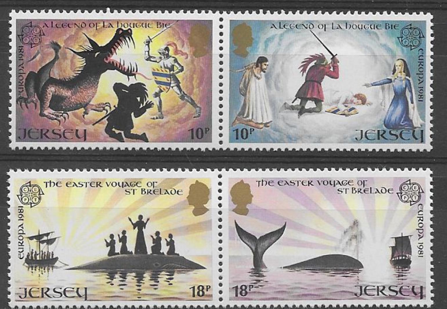 Jersey 1981 2,5€ EUROPA - Legendy a folklór, Draci a rytíři