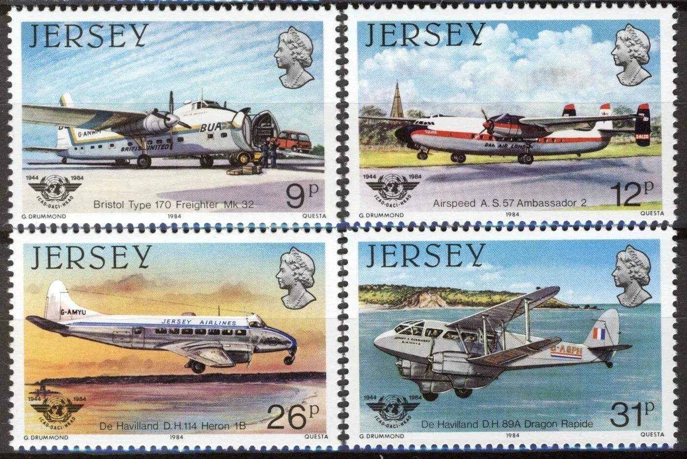 Jersey 1984 4€ Letadla a letectví na ostrově
