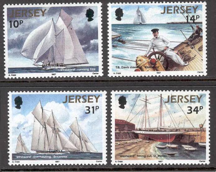 Jersey 1987 4€ Škuner 'Westward', Lodě a plachetnice