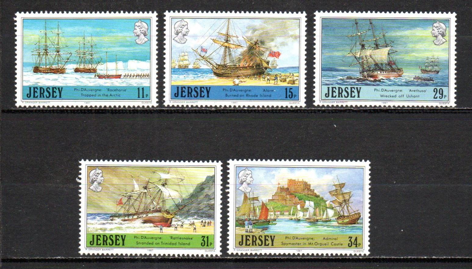 Jersey 1987 6€ Námořníci z ostrova - d'Auvergne, Lodě a expedice