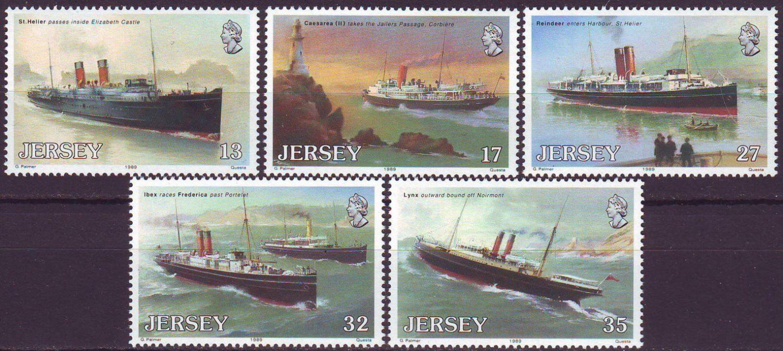 Jersey 1989 5€ Století Weymouthského kanálu, Lodě a parníky