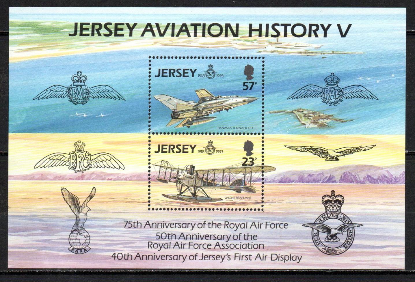 Jersey 1993 Bl.7 7€ 75 let RAF, Stíhačky a letadla historie
