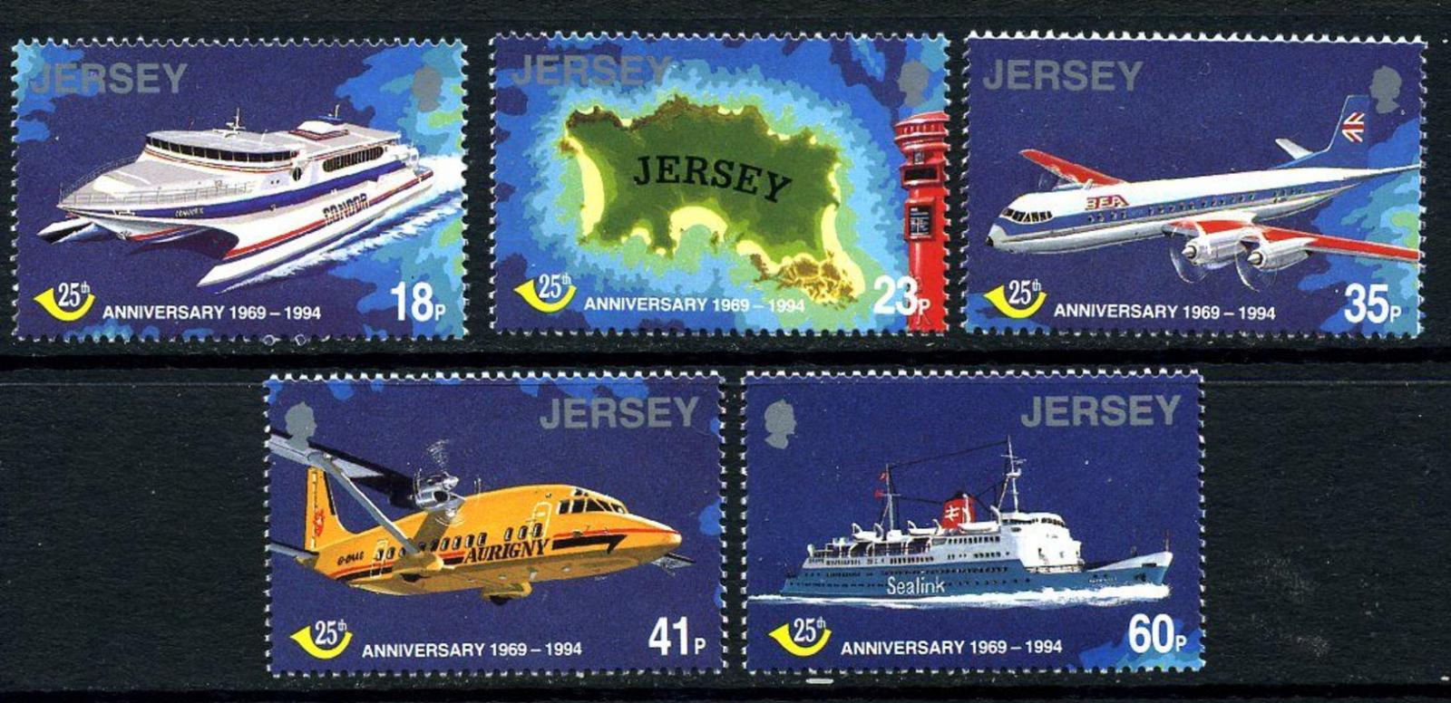 Jersey 1994 6€ Výročí poštovní svrchovanosti, Lodě a letadla, mapy