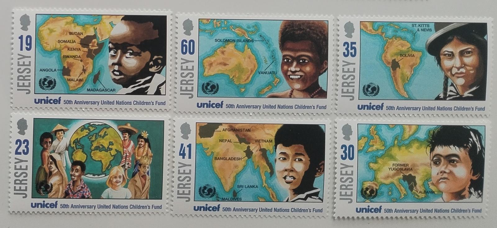 Jersey 1996 Výročí UNICEF, Charita a organizace, Mapy