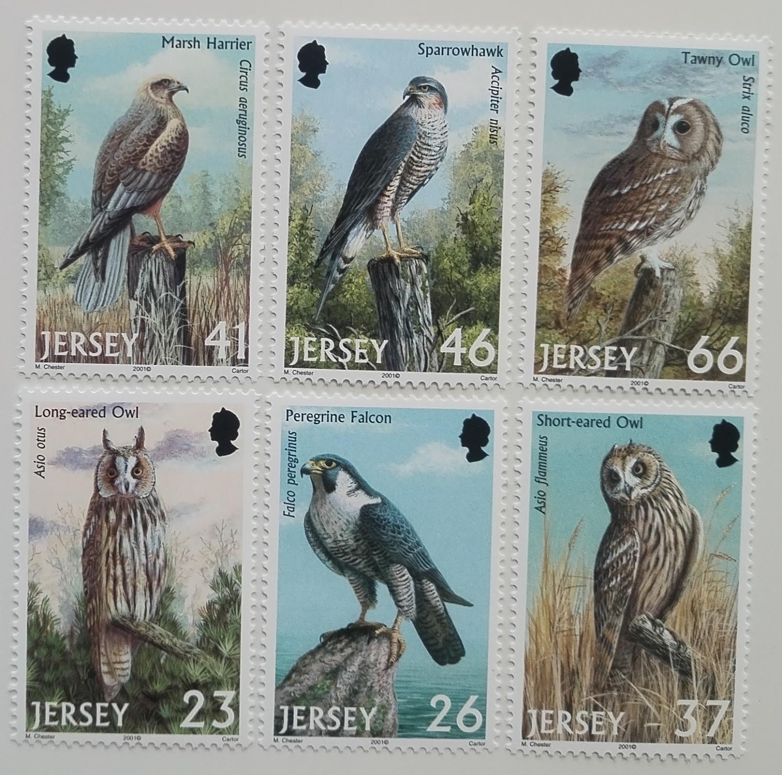 Jersey 2001 8,5€ Sovy a draví ptáci, Dravci, Fauna
