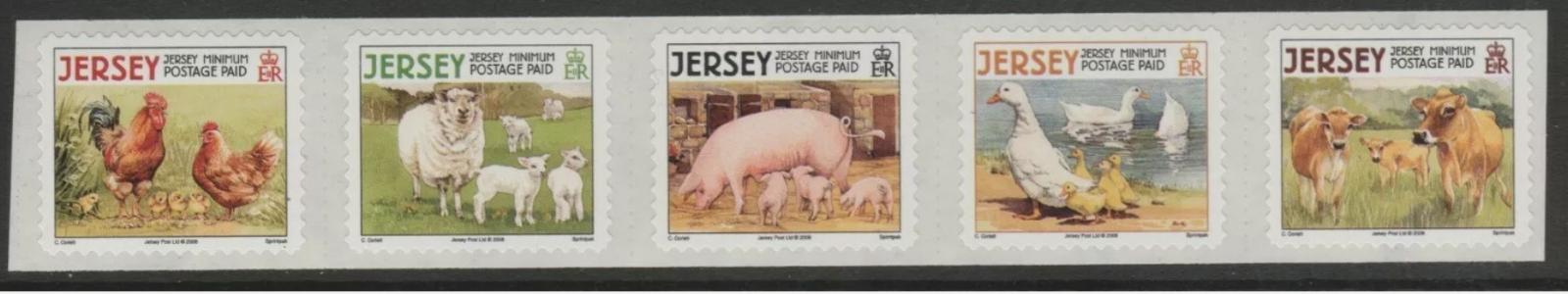 Jersey 2008 Písmenkové známky- domácí fauna, krávy, ptáci a ovce