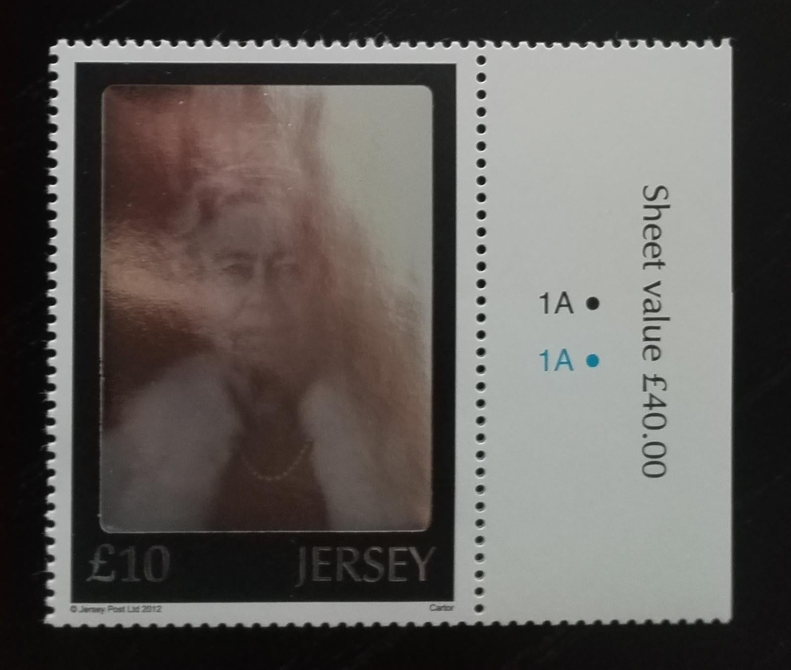 Jersey 2012 Výročí vlády královny, Královna Alžběta II. HOLOGRAM folie