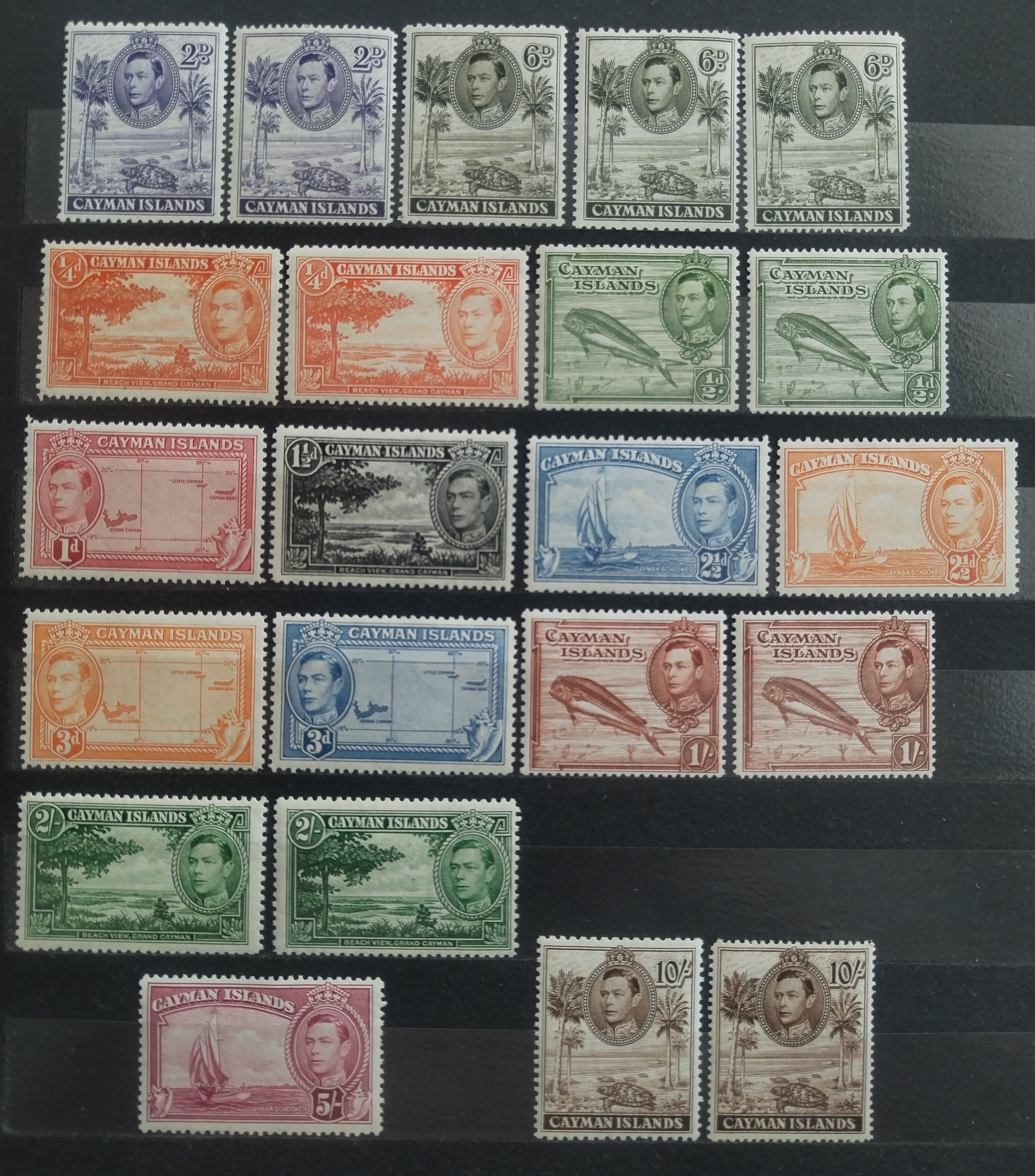 Kajmanské ostrovy 1938-48 180£ Definitiva s většinou variant