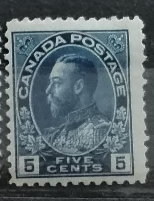 Kanada 1912 70£ Hodnota 5c tmavě modrá Jiří V.