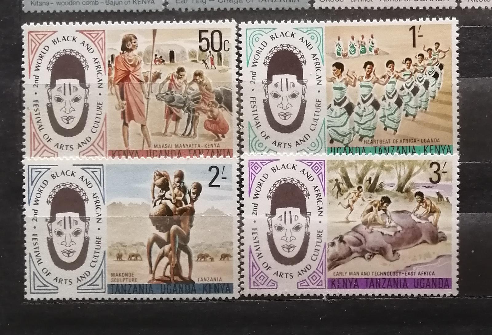 Keňa, Uganda & Tanzanie 1975 - komplet, festival černého umění, histor