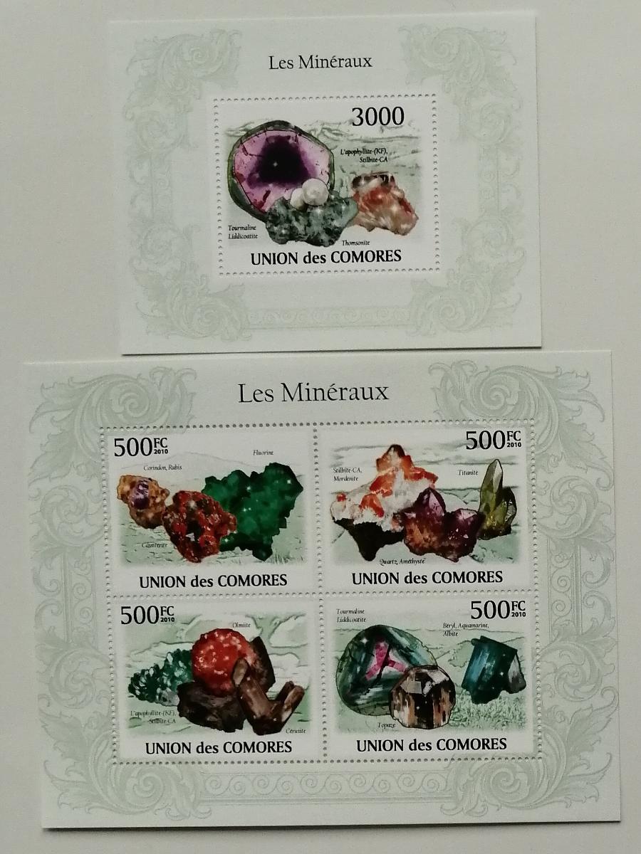 Komory 2009 Mi.2632-5+Bl.562 24€ Africké minerály, nerosty