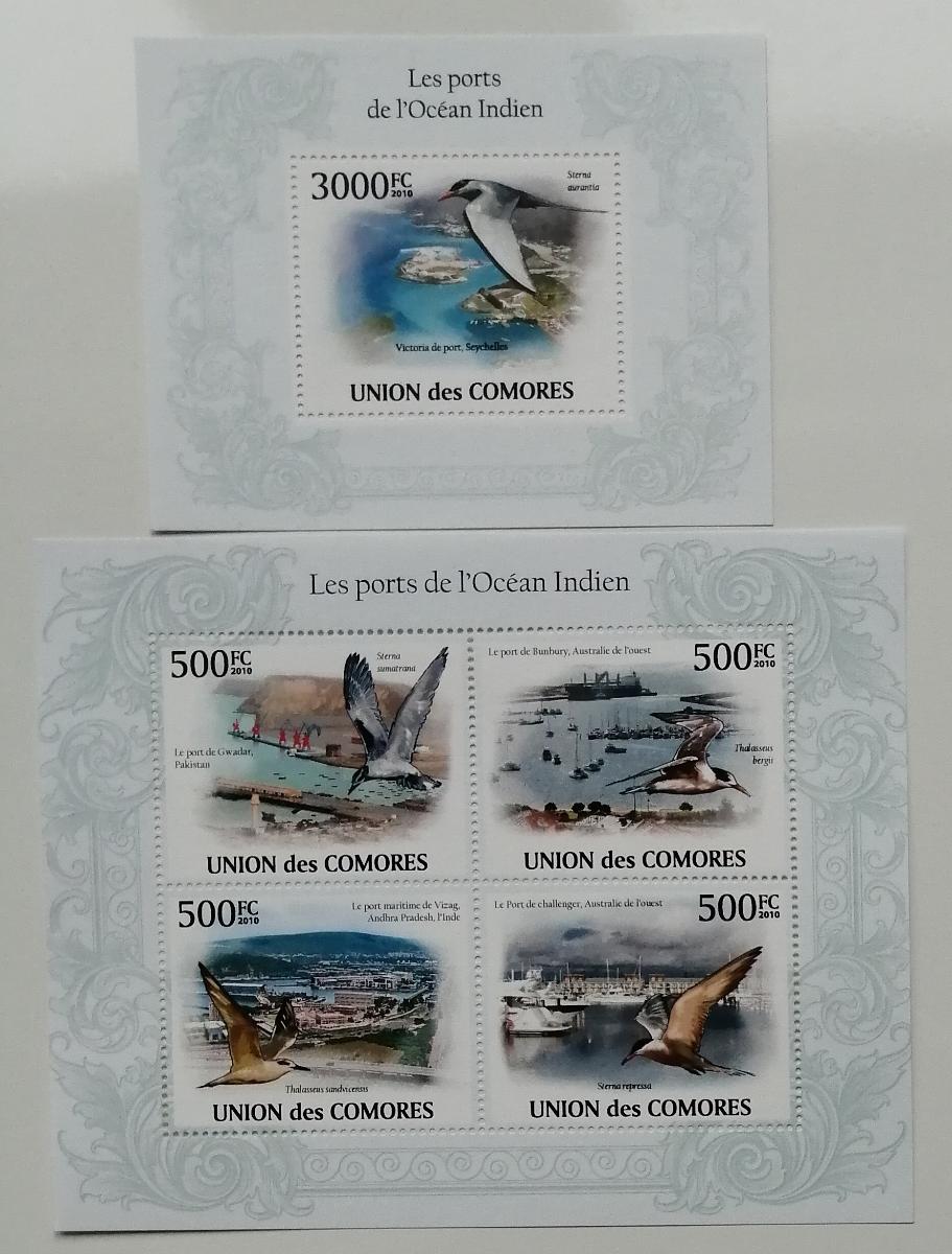 Komory 2009 Mi.2701-4+Bl.576 24€ Ptáci Indického oceánu, fauna