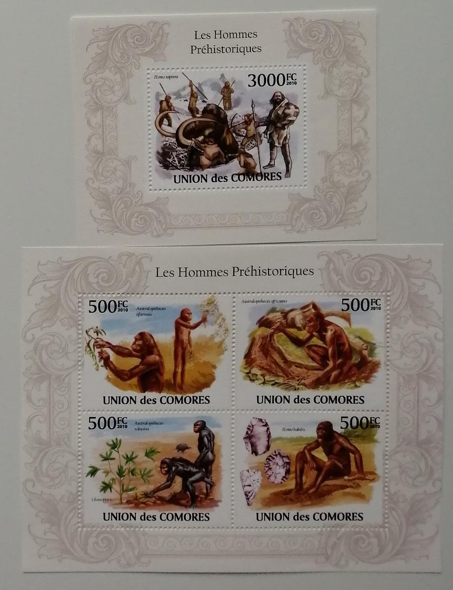 Komory 2009 Mi.2722-5+Bl.58 24€ Předci člověka, pravěká fauna