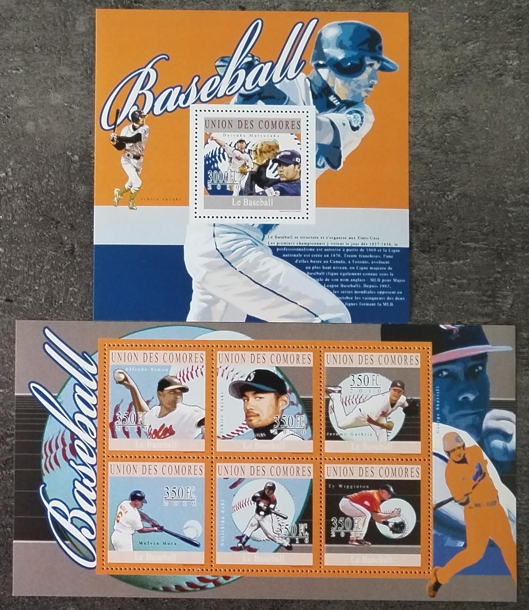 Komory 2010 20€ Sport a osobnosti sportu, Baseball (svrnka na lepu)