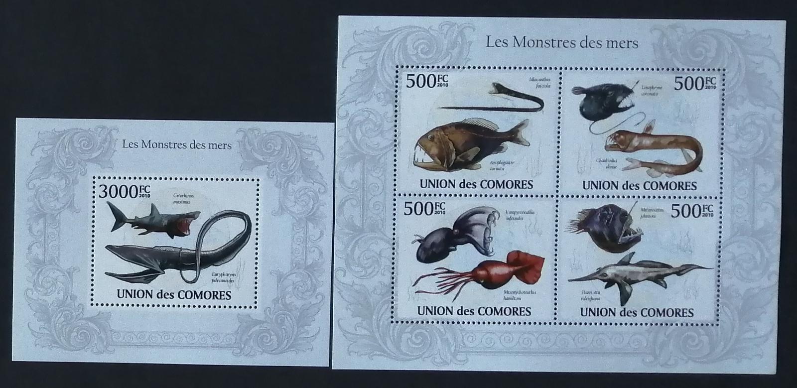 Komory 2010 24€ Ryby a fauna Indického oceánu, Monstra