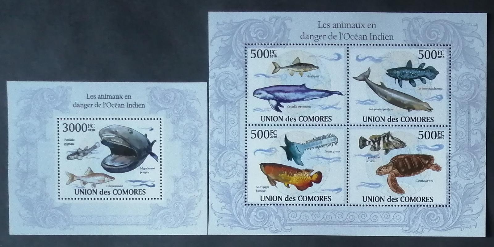 Komory 2010 24€ Ryby a fauna Indického oceánu, želvy