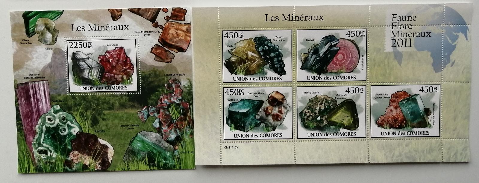 Komory 2011 Mi.2934-8+Bl.612 22€ Africké minerály, nerosty, horniny
