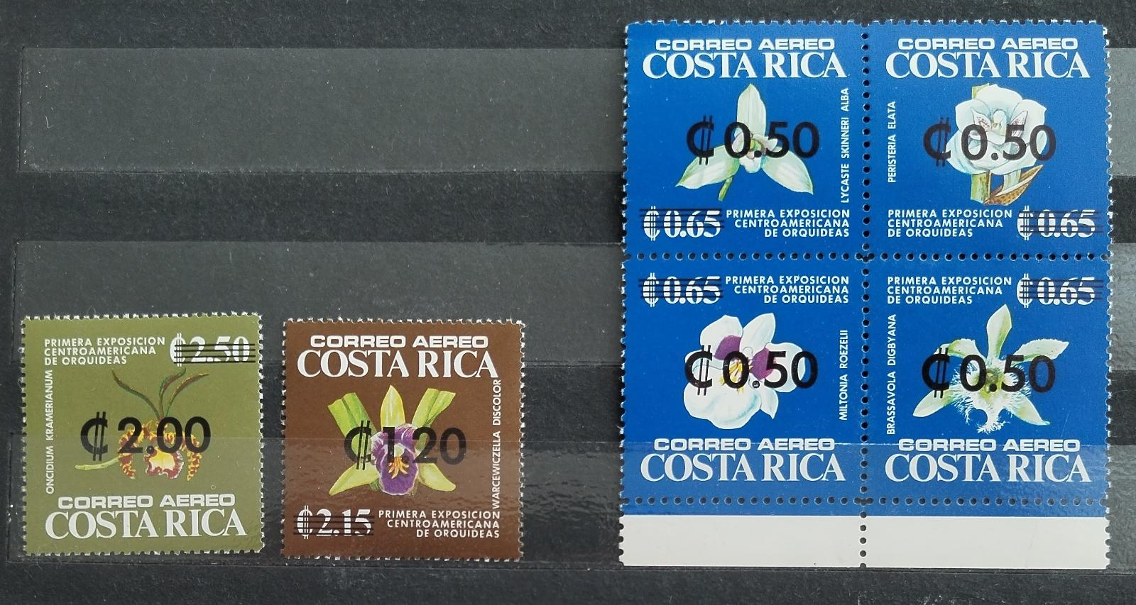 Kostarika 1978 Přetisky nových hodnot, Orchideje a květiny