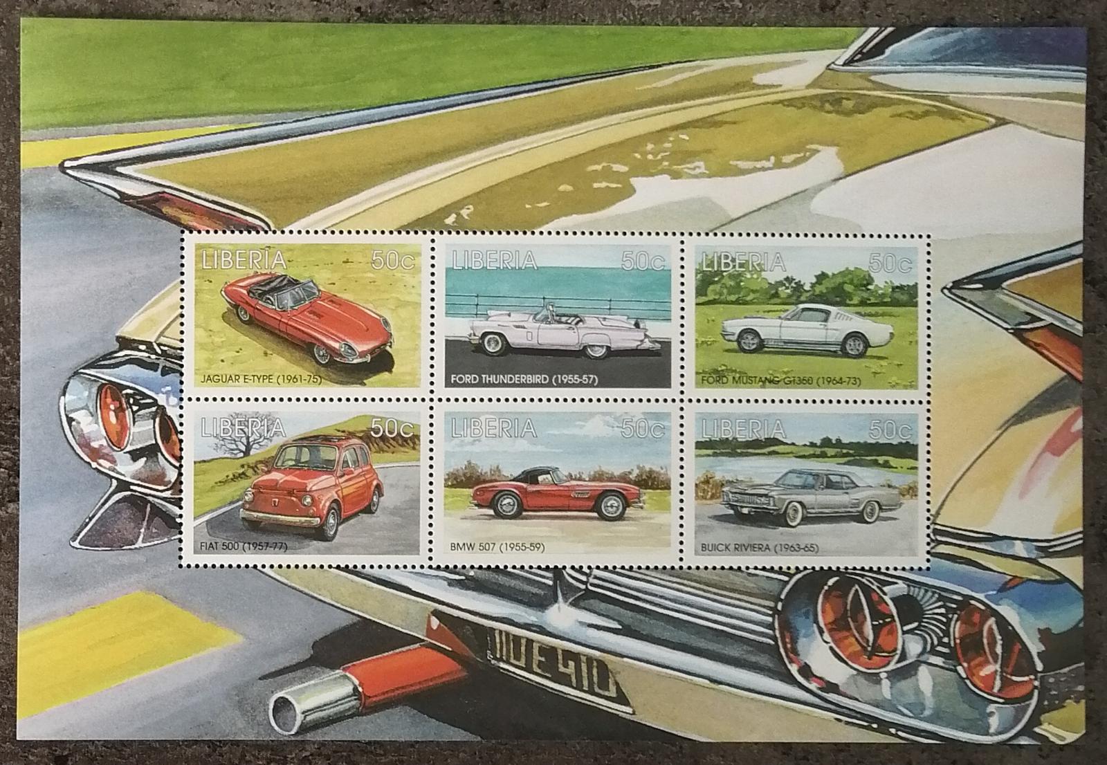 Libérie 1998 8€ Klasická auta 20. století, Jaguar, Ford