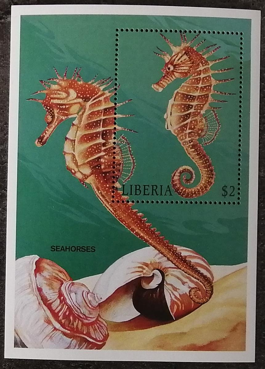 Libérie 1998 Bl.170 6€ Mořská fauna, koník, koně