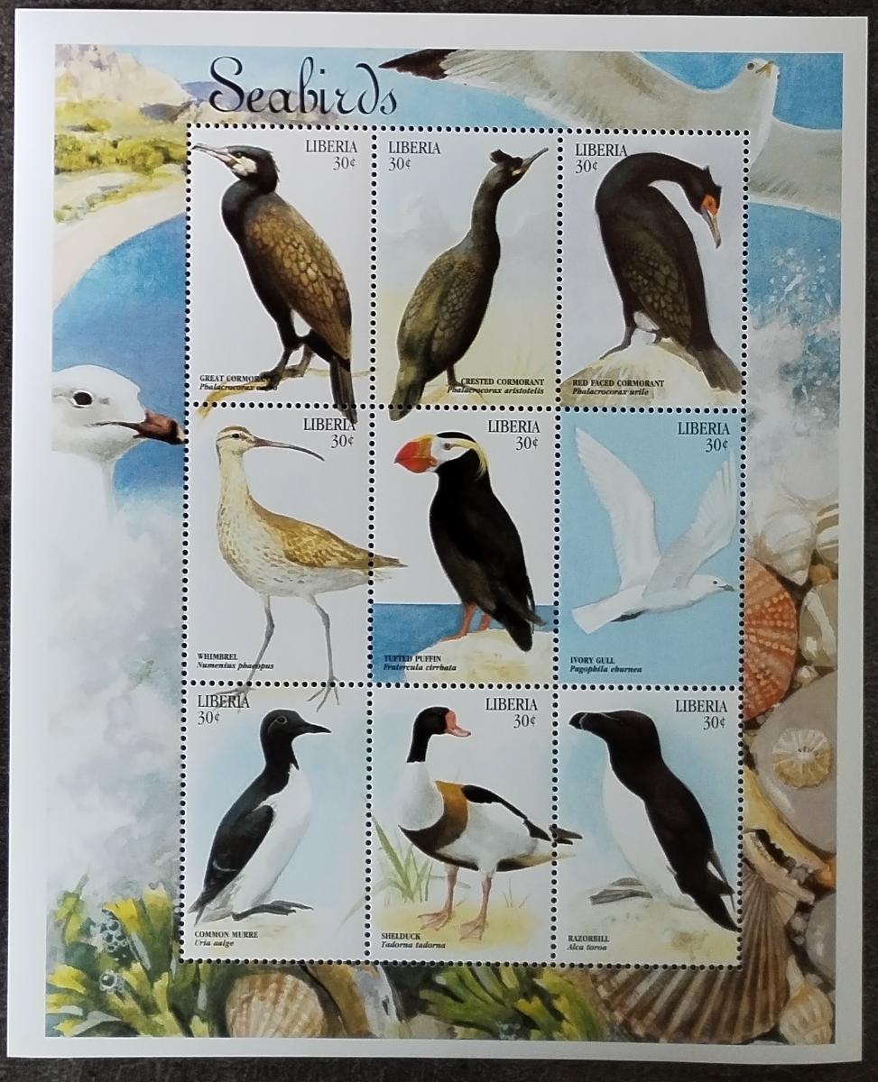 Libérie 1999 7,5€ Ptáci a mořská fauna země, Kachny, Papuchalk
