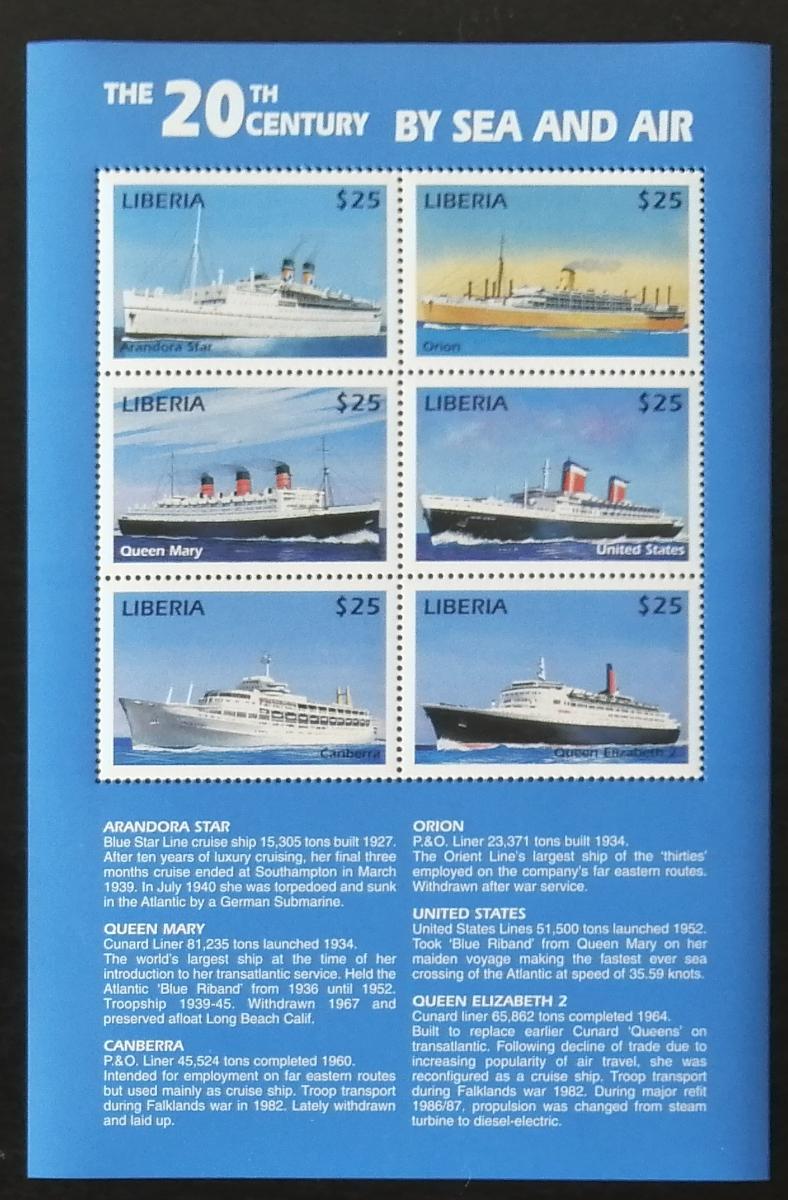 Libérie 1999 Mi.2558-3 13€ Lodě a parníky světa