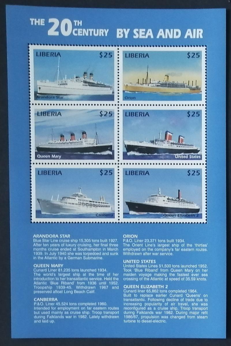 Libérie 1999 Mi.2558-3 13€ Slavné lodě a parníky