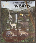 Libérie 2001 8,5€ Fauna Jižní Ameriky, Tukani, Lamy, Opice a plazi