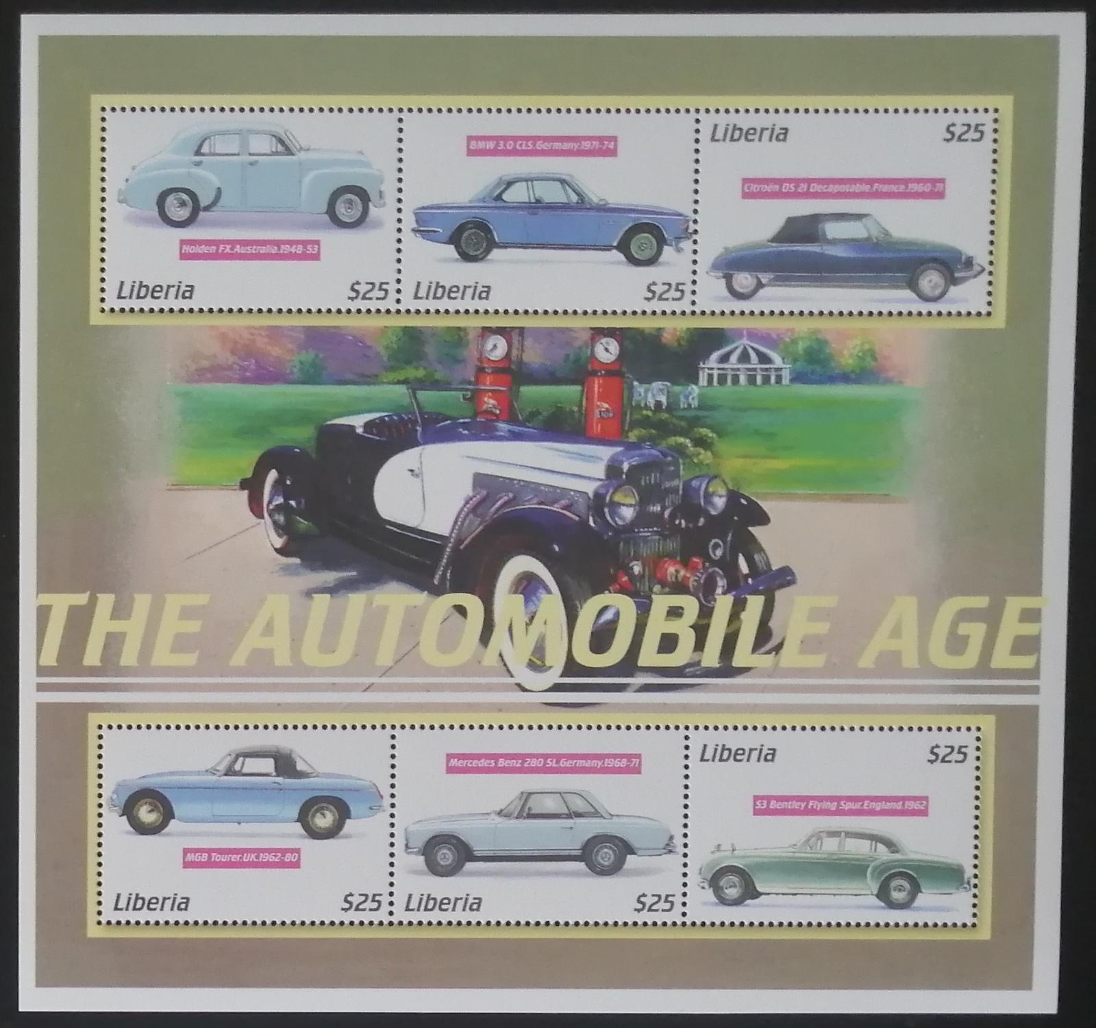 Libérie 2001 Mi.3942-7 8€ Auta a jejich historie, doprava