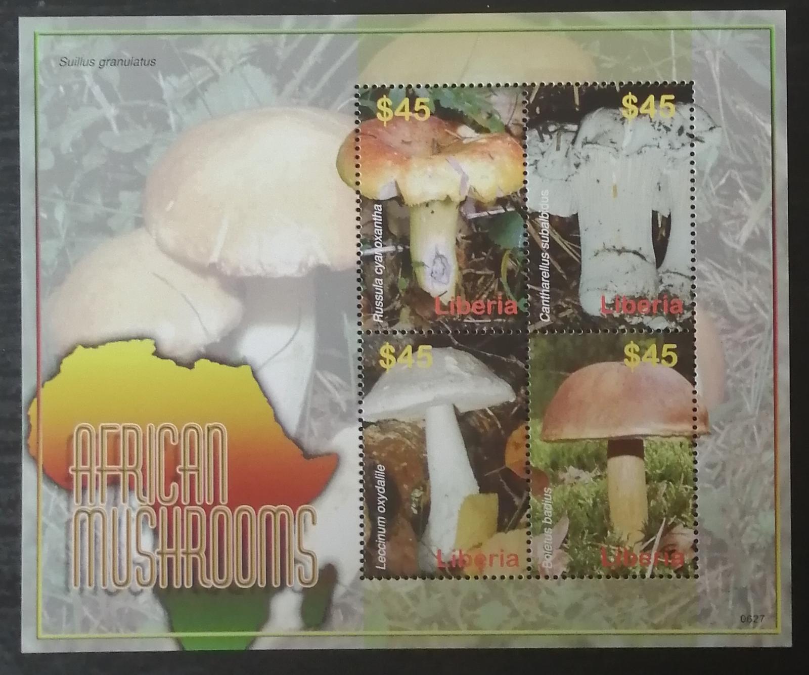 Libérie 2007 Mi.5246-9 11€ Houby Afriky a lesů, mykologie