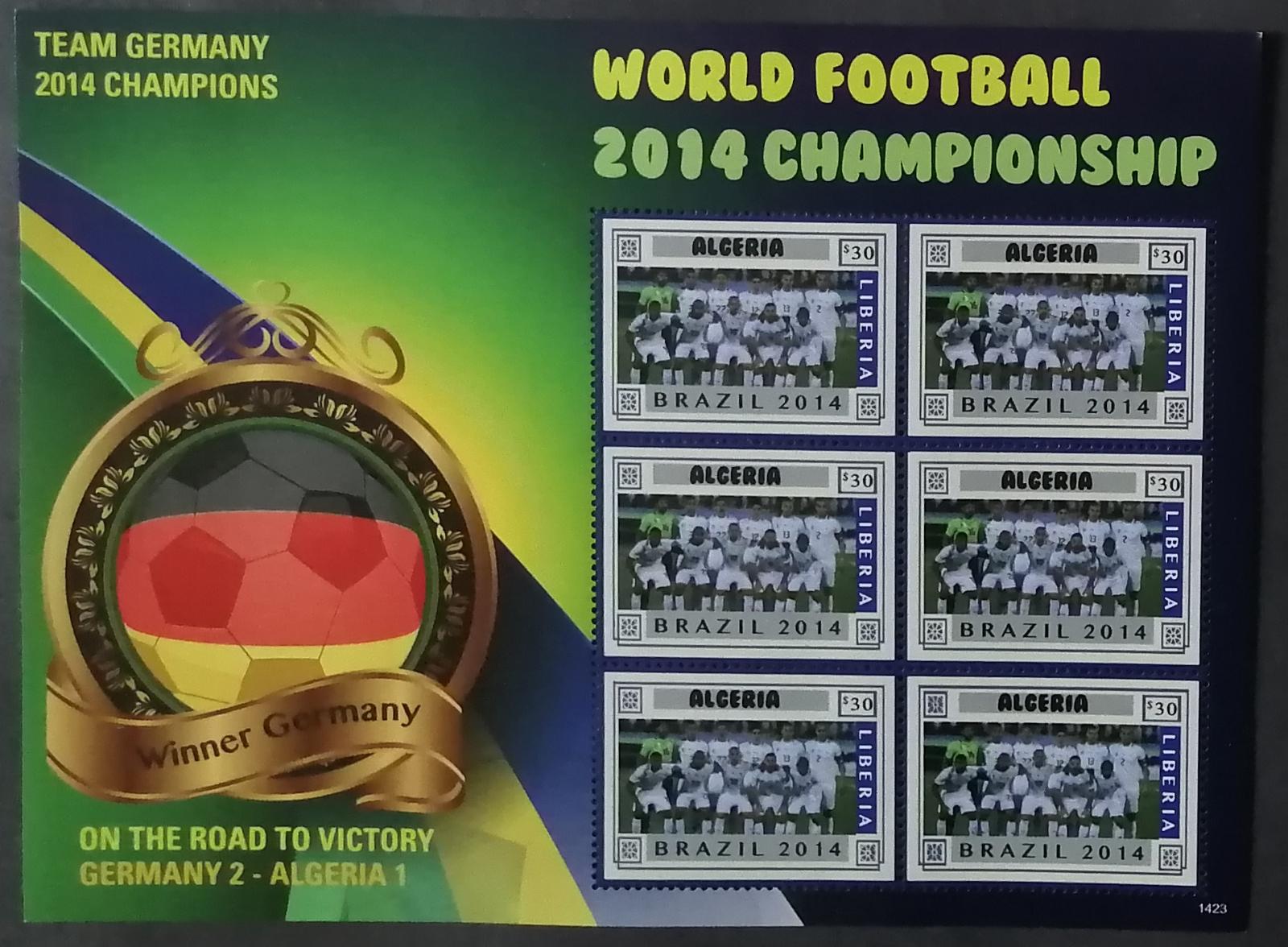 Libérie 2014 Mi.6437Klb. 6€ Mistrovství světa ve fotbale, sport