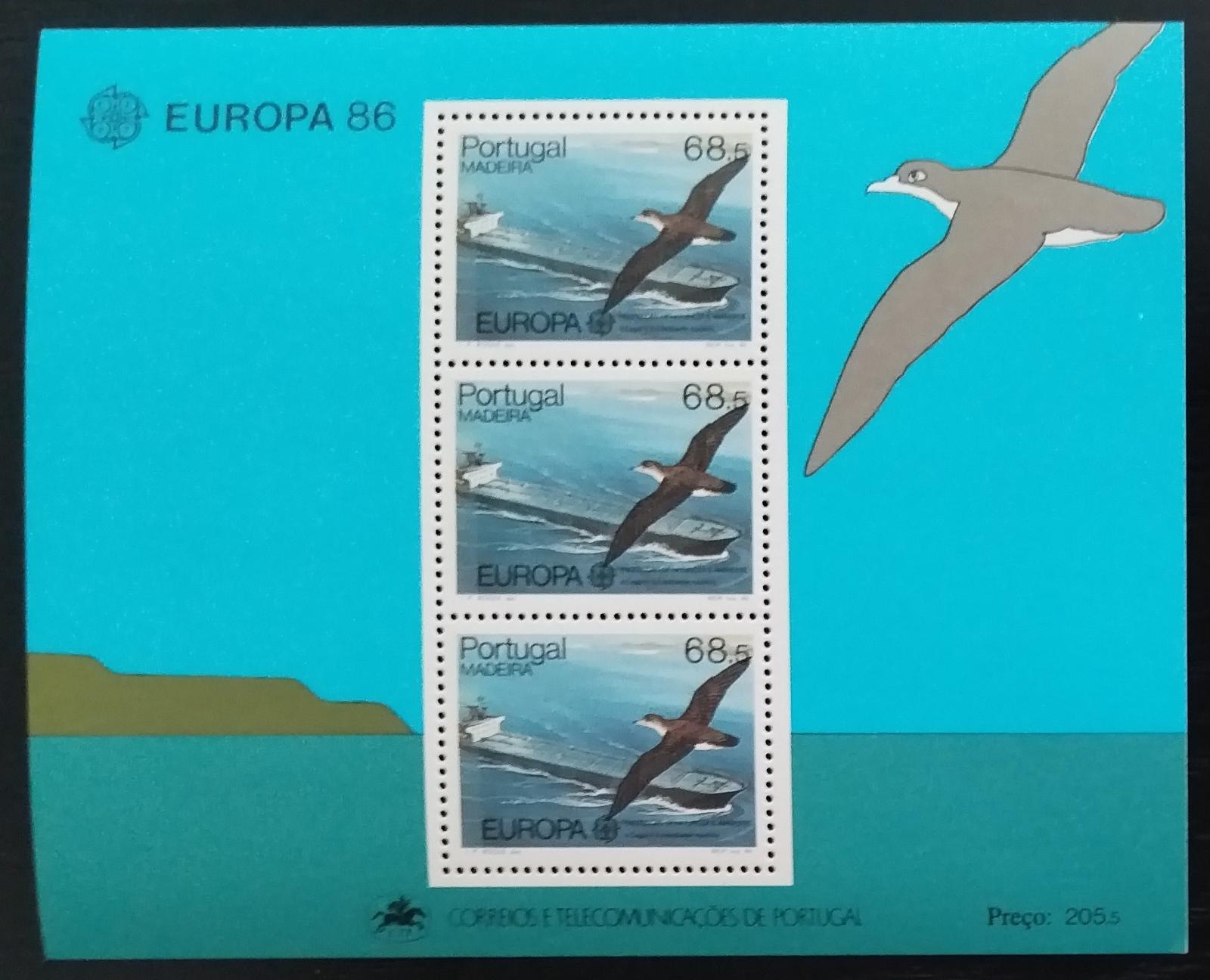 Madeira 1986 EUROPA vydání - ostrovní ochrana přírody, Ptáci a lodě