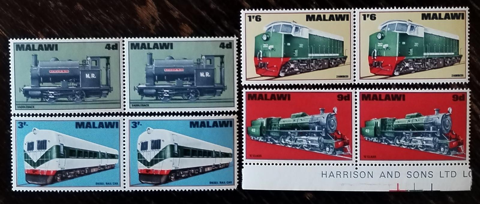 Malawi 1968 +9,5€ Lokomotivy a vlaky v párech