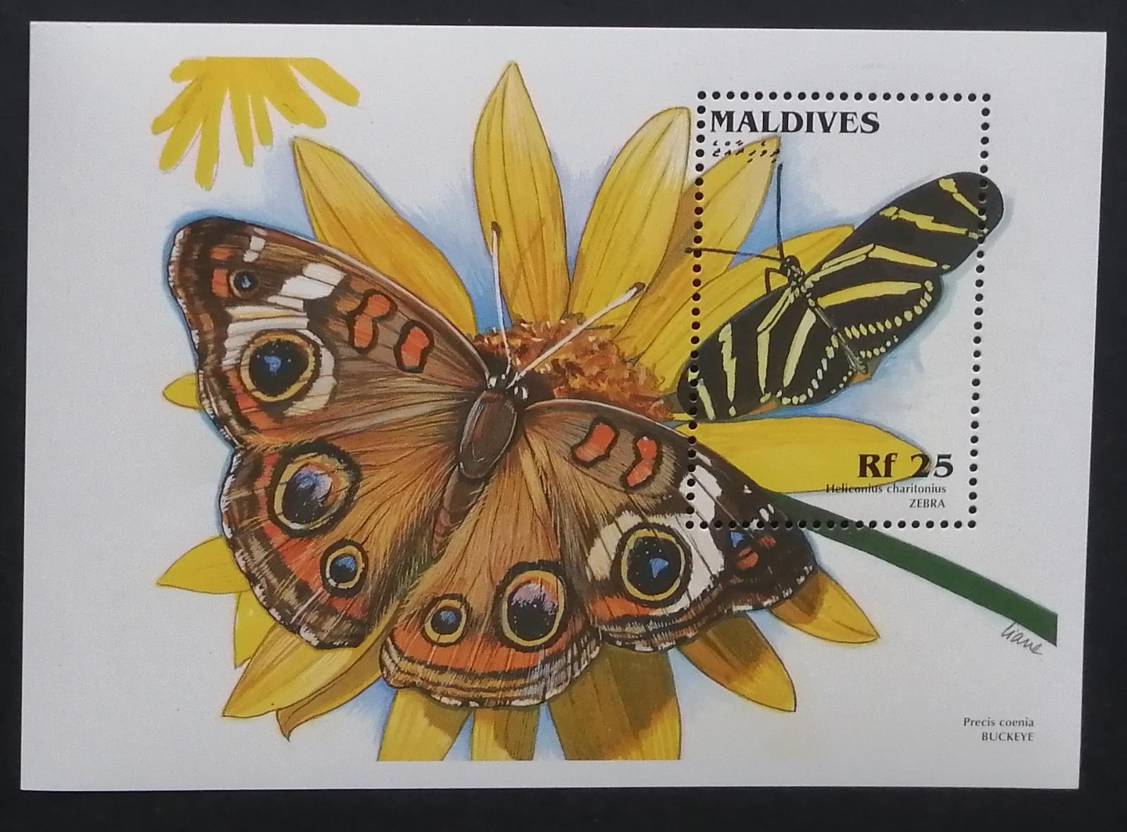 Maledivy 1996 Bl.368 7,5€ Motýli ostrovů, hmyz