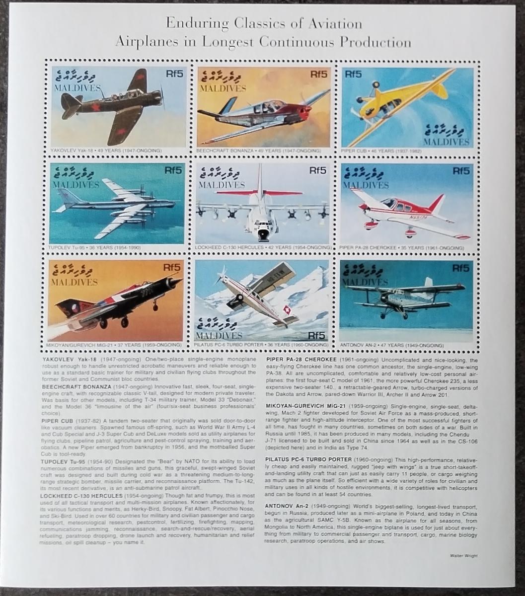Maledivy 1998 8,5€ Historie letectví a letadla
