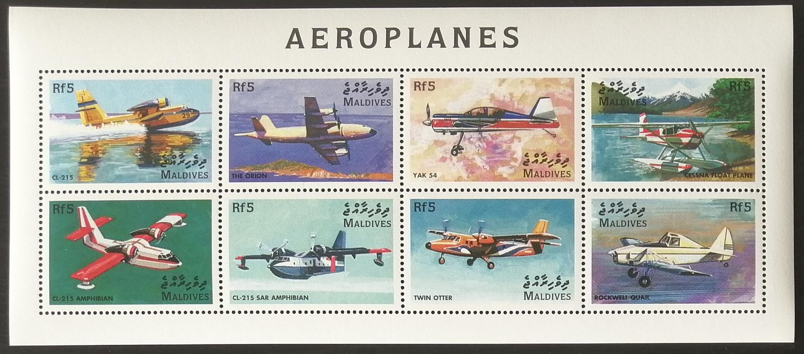 Maledivy 1998 Mi.3099-6 8,5€ Osobní letadla světa, doprava