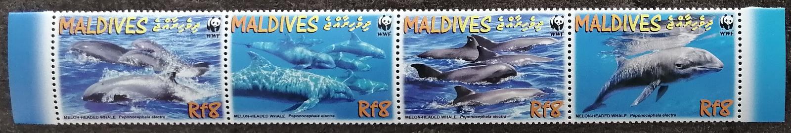 Maledivy 2009 Mi.4768-1 5,2€ WWF a národní fauna, Delfíni a ryby