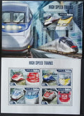 Maledivy 2013 Mi.4993-6+Bl.664 20€ Vysokorychlostní vlaky světa
