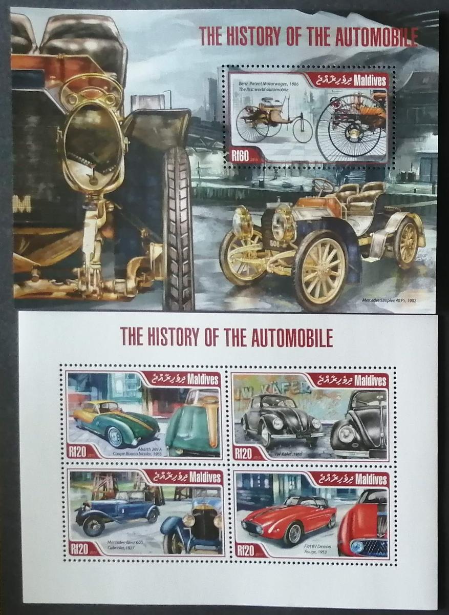 Maledivy 2013 Mi.5023-6+Bl.670 17,5€ Historická auta, veterány