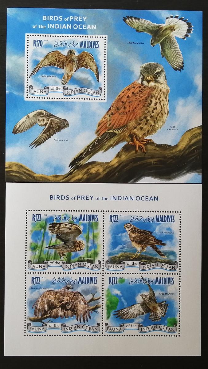 Maledivy 2014 Mi.5143-6+Bl.694 20€ Draví ptáci Indického oceánu, fauna
