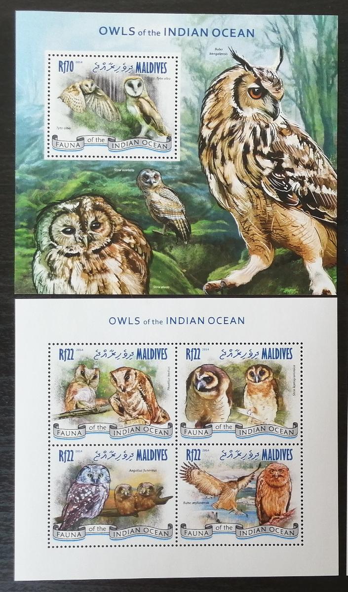 Maledivy 2014 Mi.5178-1+Bl.701 20€ Sovy Indického oceánu, fauna ptáci