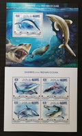 Maledivy 2014 Mi.5188-1+Bl.703 17,5€ Žraloci Indického oceánu, ryby