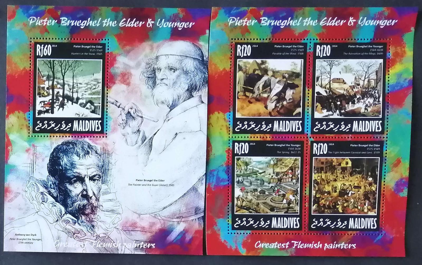 Maledivy 2014 Mi.5295-8+Bl.722 17,5€ Vlámští malíři, Pieter Bruegel