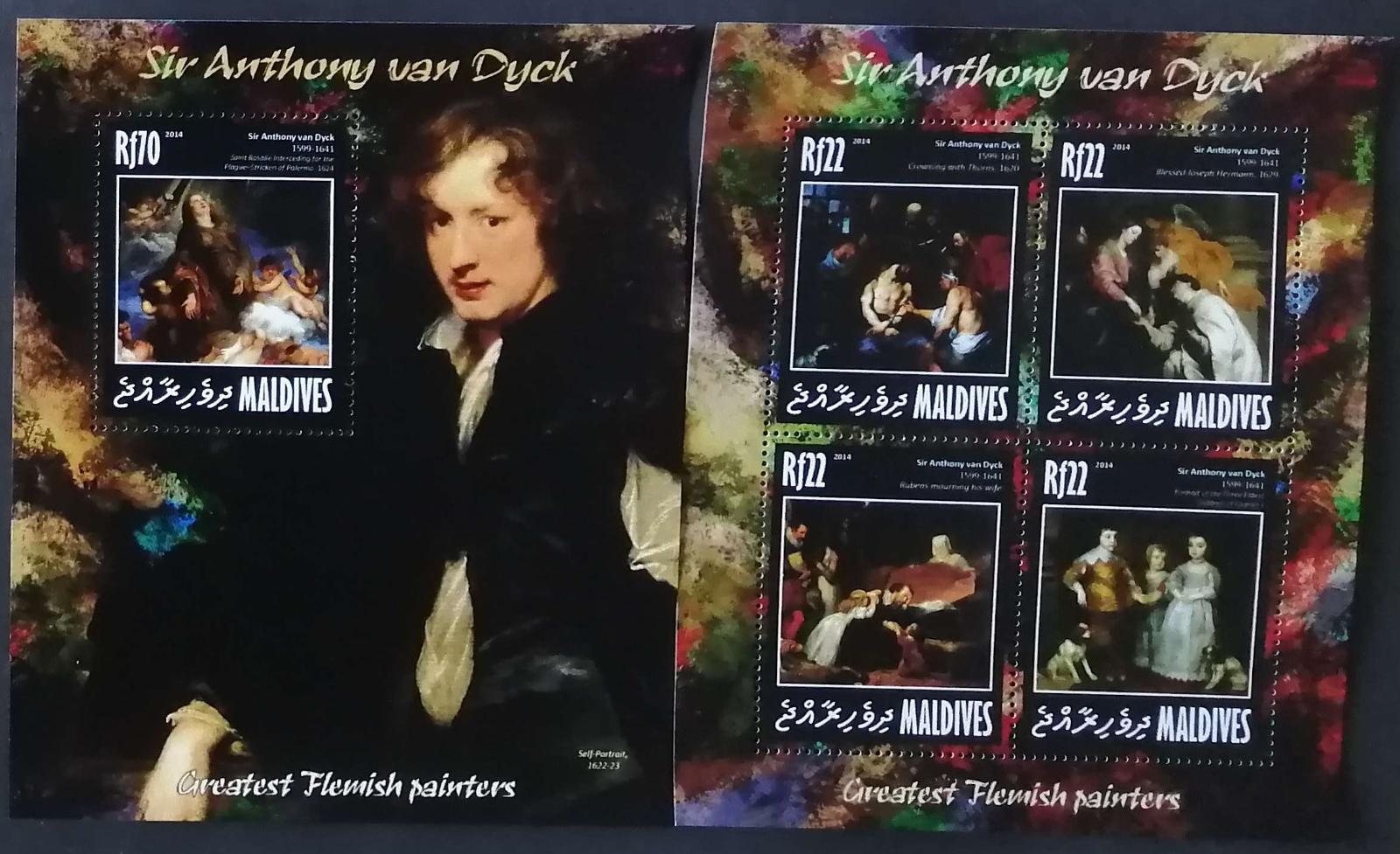 Maledivy 2014 Mi.5310-3+Bl.725 17,5€ Vlámští malíři, Anthony Van Dyck