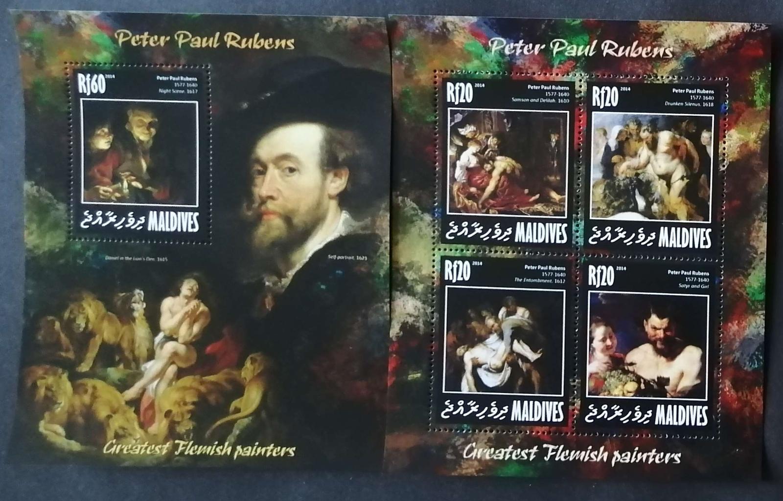 Maledivy 2014 Mi.5310-3+Bl.725 17,5€ Vlámští malíři, Peter Rubens
